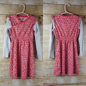 TEA Collection Red and Gray Floral Girls Size 7